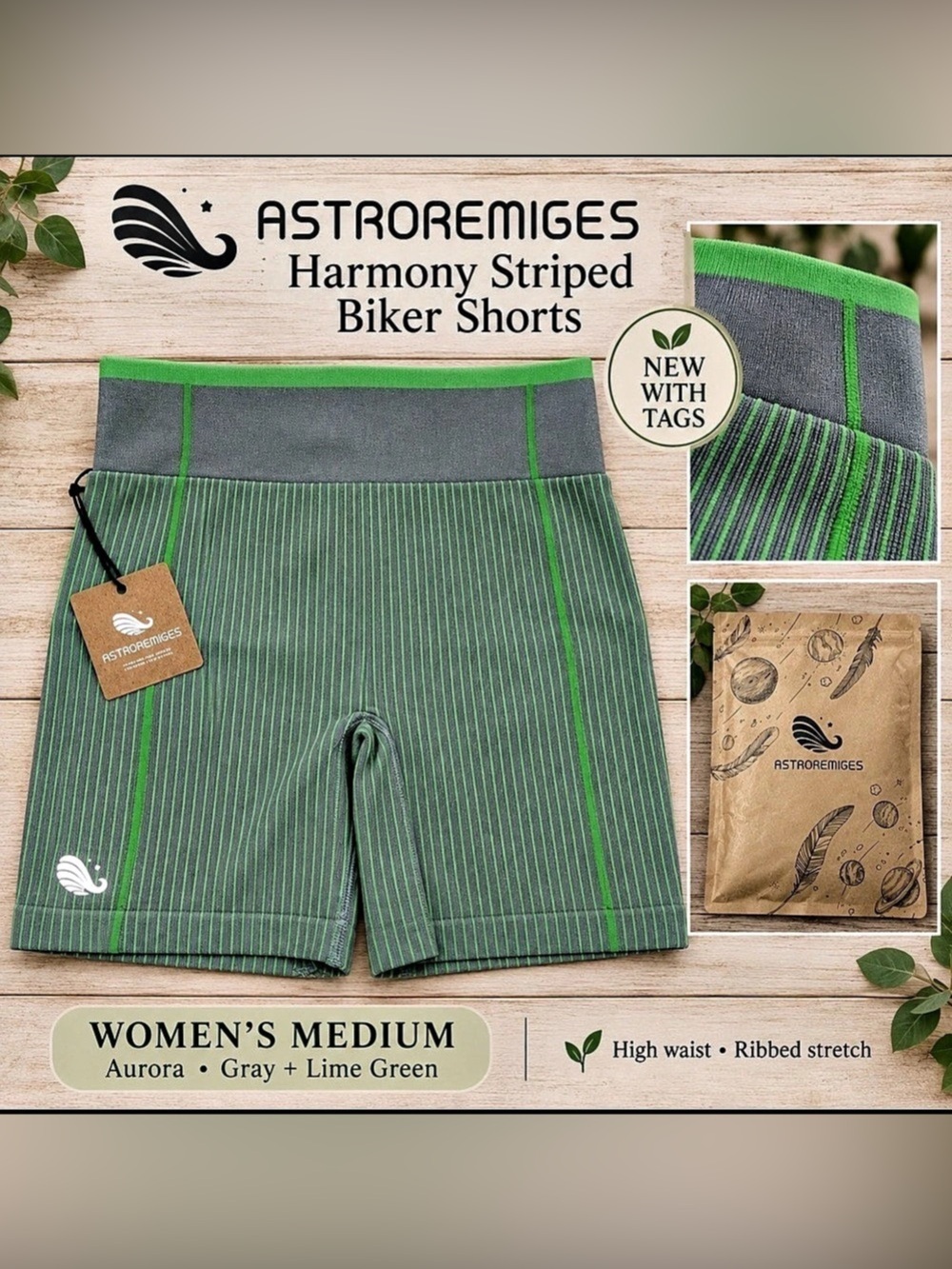 ASTROREMIGES Harmony Striped Biker Shorts – Medium – NWT
